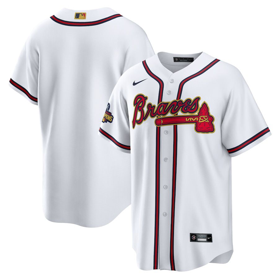 Custom Men Atlanta Braves Blank Nike White 2022 Gold Program Replica MLB Jersey